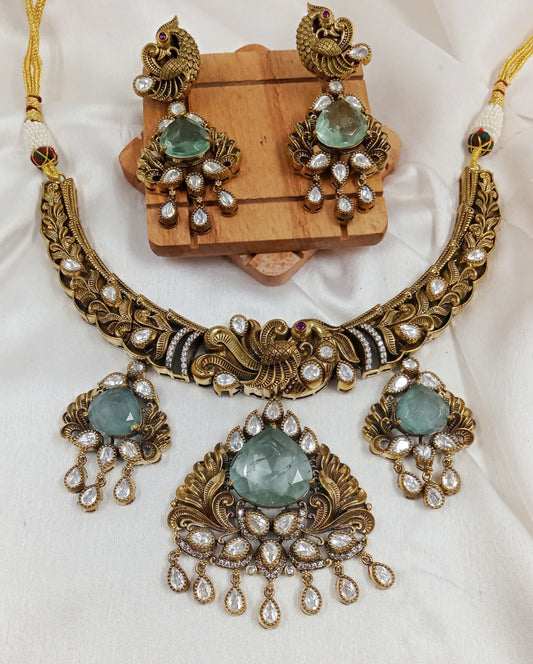 Doublet and Moissanite Necklace set